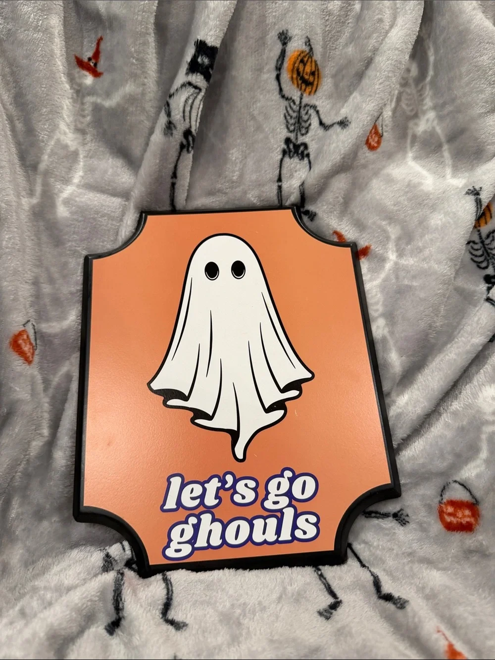 Let's Go Ghouls Ghost Wall Sign - Orange